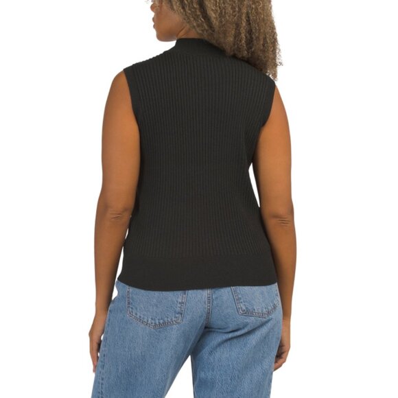 GEMMA+ JANE Black Mock Neck Ribbed Sweater Top - Picture 2 of 2